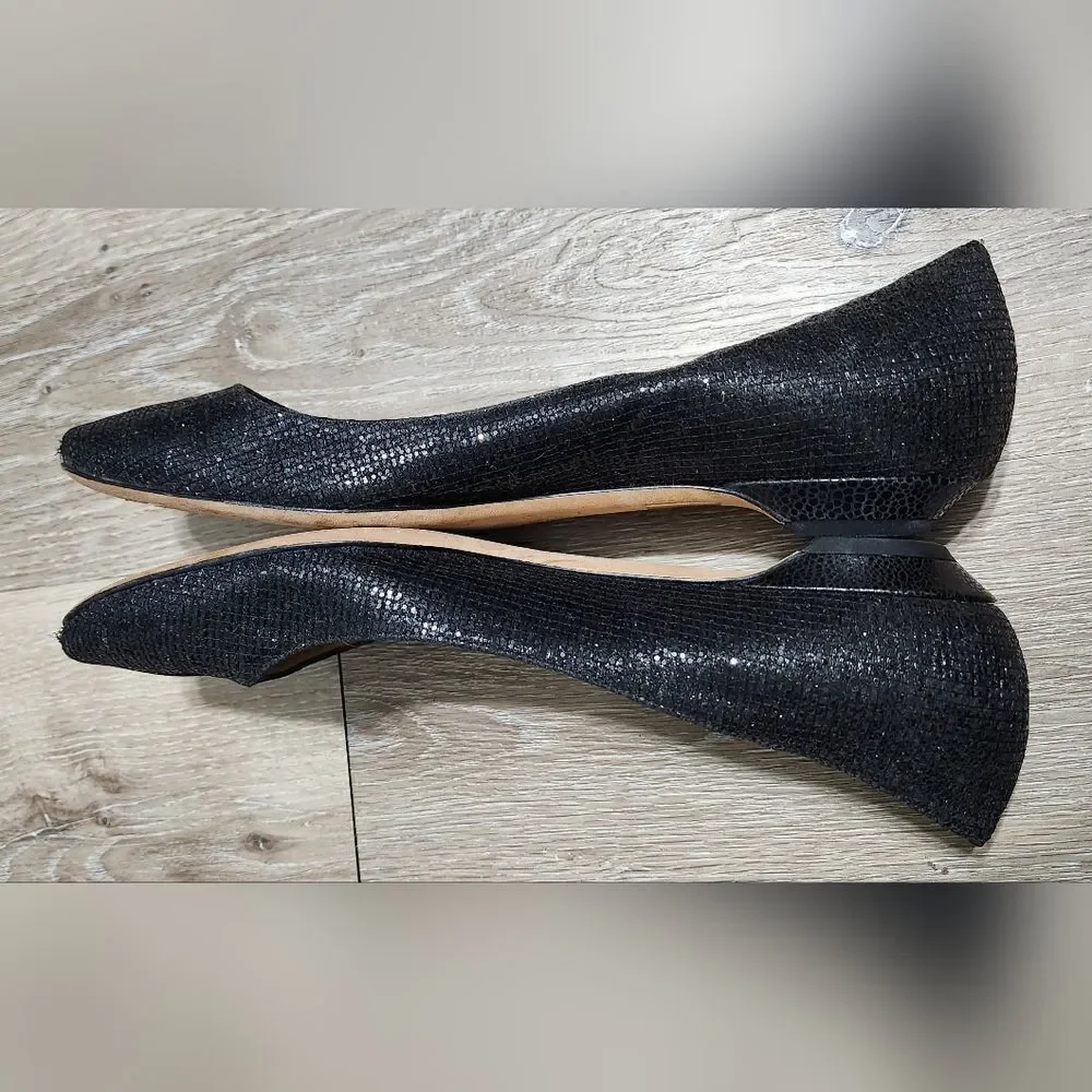 Jimmy Choo Black Sequin Round Toe Flat sz 39